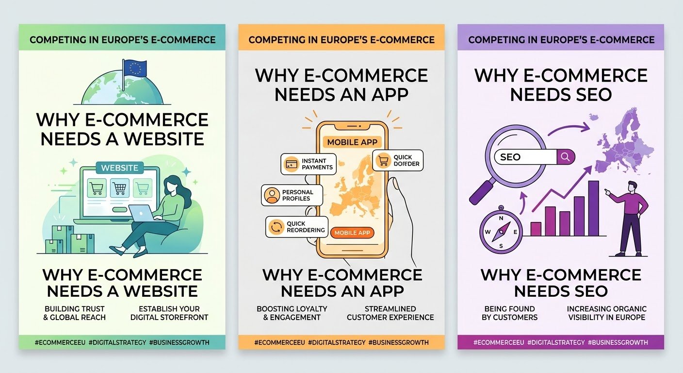 Why E-commerce Brands Need a Website, App & SEO to Compete in Europe