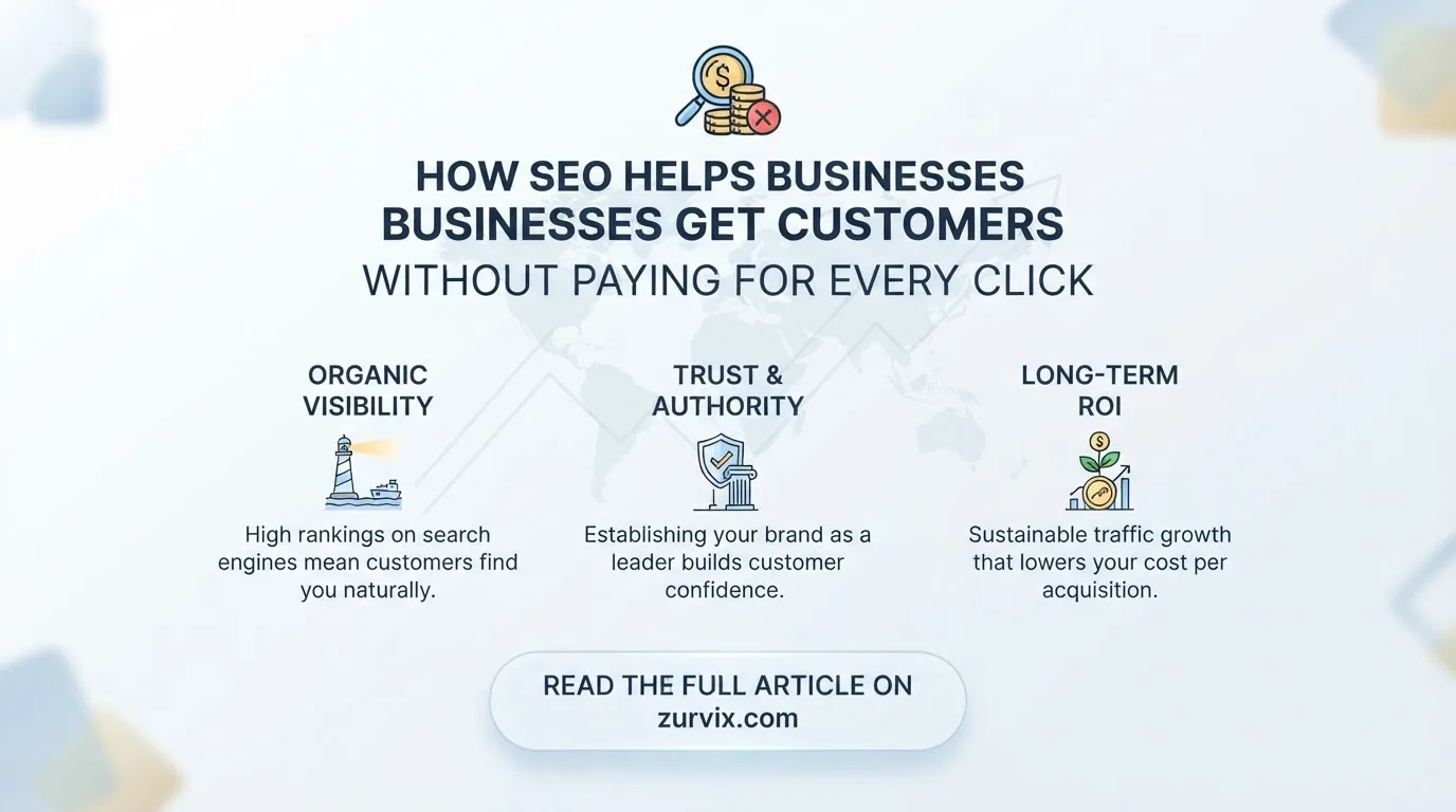How SEO Helps Businesses Get Customers Without Paying for Every Click - ZURVIX Insights