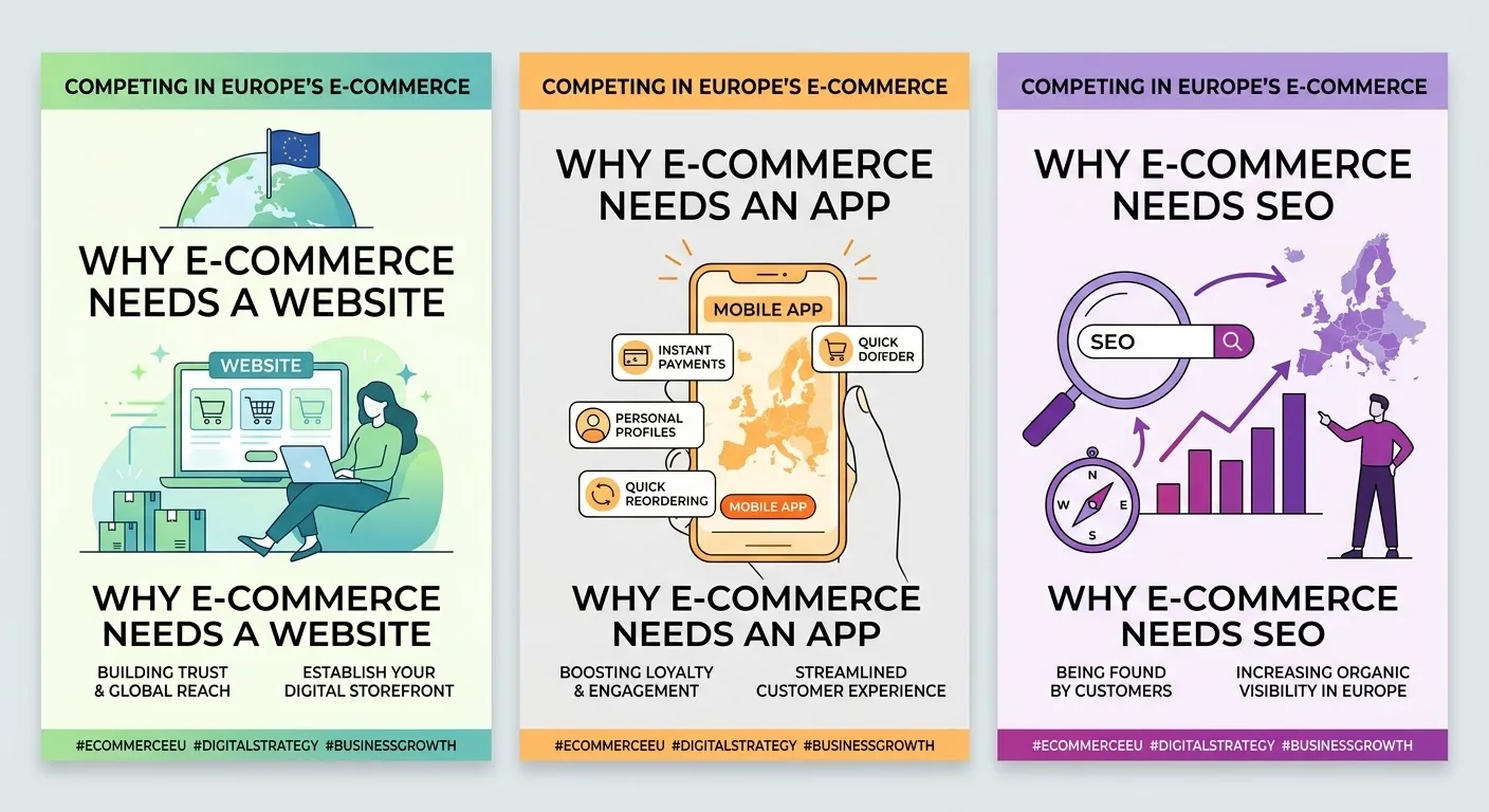 Why E-commerce Brands Need a Website, App & SEO to Compete in Europe - ZURVIX Insights